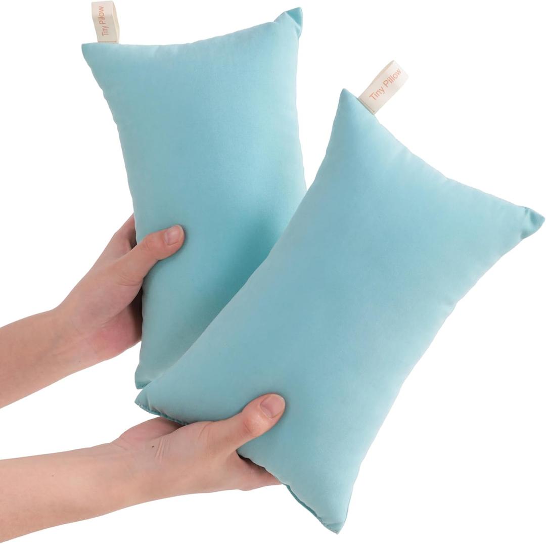 NTBAY Tiny Pillows, Down Alternative 7"x11" Microfiber Mini Pillow for Travel, Pets, Soft Machine Washable Small Pillows for Neck, Wrist, Lumbar and Knee, Aqua