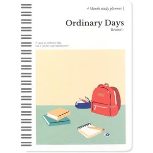 Monolike Ordinary days 4 Month Study Planner, School bag - Academic Planner, Weekly & Monthly Planner, Study plan