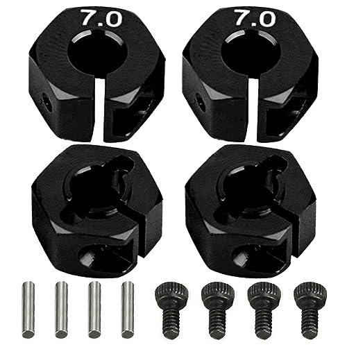 4PCS ShareGoo 12mm 7.0 Wheel Hex Drive Hub Adapter with Pins Screws Compatible with HSP HPI Redcat Tamiya Traxxas RC4WD D90 1/10 RC Car,Black