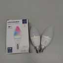 Lightinginside E12 Smart Light Bulbs 60W Equiv., Work with Alexa/Google Home/SmartLife, 500LM 6W RGBCW Candle Candelabra LED Light Bulbs, No Hub Required, 2.4G WiFi Bluetooth Bulb, ETL Listed, 2PCS (Multicolor)