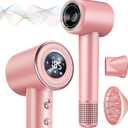 Rudd Hair Dryer with Diffuser, High Speed Hair Dryer with Display, 110000 RPM Brushless Motor for Fast Drying, 200 Million Negative Inoic Low Noise, Pink