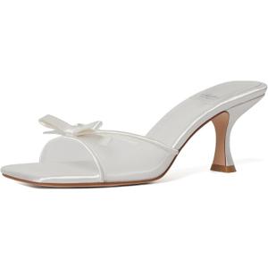 Mostrin Kitten Heels for Women Round Toe Heels With Bow Vintage Mules Sexy Slip on Stiletto Backless Sandals for Party Daily