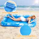 Inflatable Tanning Pool Lounger Float with Sprinkler, 85" x 50" Pool Floats Adult with Pillow, 6 in 1 Suntan Tub Raft Floatie with Drink Holder Sunbathing Water Lounge