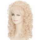 Miss U Hair 60s Long Curly Blonde Beehive Wig for Women 80s Vintage Costume Wig with Bangs for Halloween Party