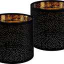 GO&SO Black Drum Lamp Shades Set of 2 Small Lampshade with Laser Drilling Design,10"Top10"Bottom10"High(Spider) Modern Tall Lamp Shades for Table Lamp,Bedside Lamps Replacement,Assembly Required
