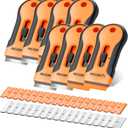 REXBETI Razor Blade Scraper Tool, 8 Pack Razor Scraper Set with Extra 240Pcs Razor Blades- 80Pcs Metal and 160Pcs Plastic Blades, Cleaning Scraper Tool, Cooktop Scraper, Paint Scraper, Glass Scraper
