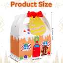 Eaasty 12 Sets Gingerbread Treat Box Craft Kit for Christmas Make Your Own Gingerbread House Craft with Stickers and Ribbons for Xmas Party Favor Boxes