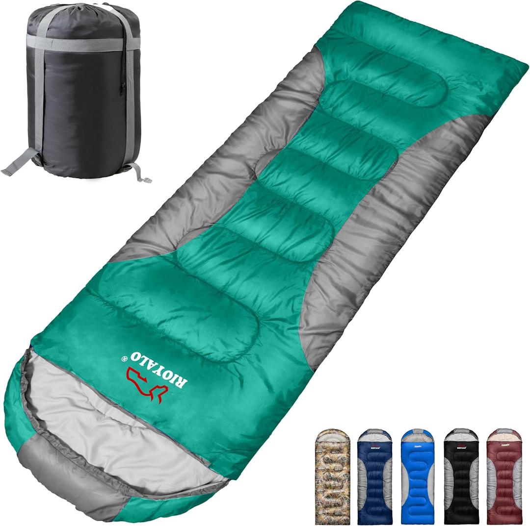 0 Degree Winter Sleeping Bags for Adults Camping (450GSM) - Temp Range (5F32F) Portable Waterproof Compression Sack- Camping Sleeping Bags for Big and Tall in Env Hoodie: Backpacking Hiking 4 Season (TURQUOISE)