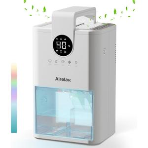 Dehumidifier, Airelax 1000ml Dehumidifiers for Home, Whisper-Quiet Small Dehumidifier for Bedroom with Auto Shut Off, 5 Touch Function Buttons, Dehumidifiers for Basement, Bathroom, Closet, RV