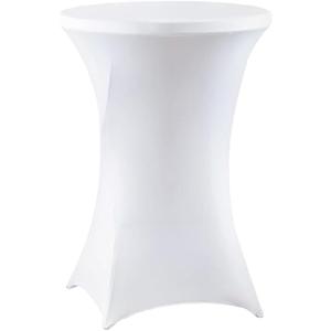 meioro Cocktail Table Covers White, 32x43 Inch Highboy Spandex Fitted Tablecloth for Round Tables, Stretch Square Corners High Top Table Cover for Party, Bar, Wedding, Birthday, Banquet