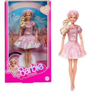 Barbie The Movie Doll, Margot Robbie as, Collectible Wearing Pink Blouse & Skirt Tutu Outfit, with Styled Hair & Matching Jewelry