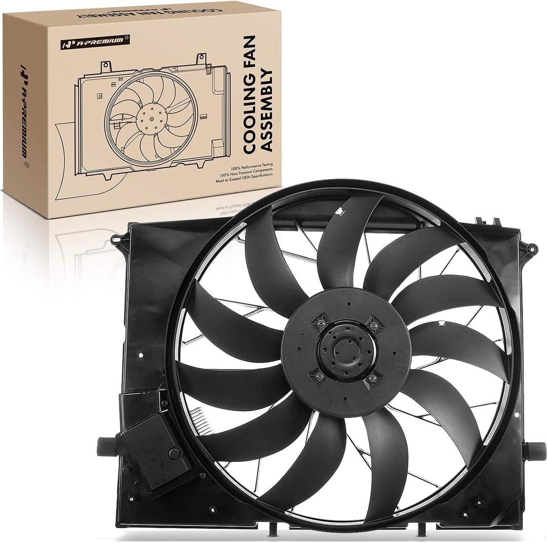A-Premium Engine Radiator Cooling Fan Assembly Compatible with Mercedes-Benz Models - S350, S430, S500, S55 AMG, S600, S65 AMG, SL55 AMG, SL600, SL63 AMG, SL65 AMG, CL500, CL55 AMG, CL600, CL65 AMG