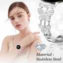 Bling Metal Band, Compatible for Google Pixel Watch 3 41mm/2/1 Watch Band, Diamond Butterfly Stylish Women Strap Replacement for Pixel Watch 3 41mm/2/1 Smartwatch (Sliver)