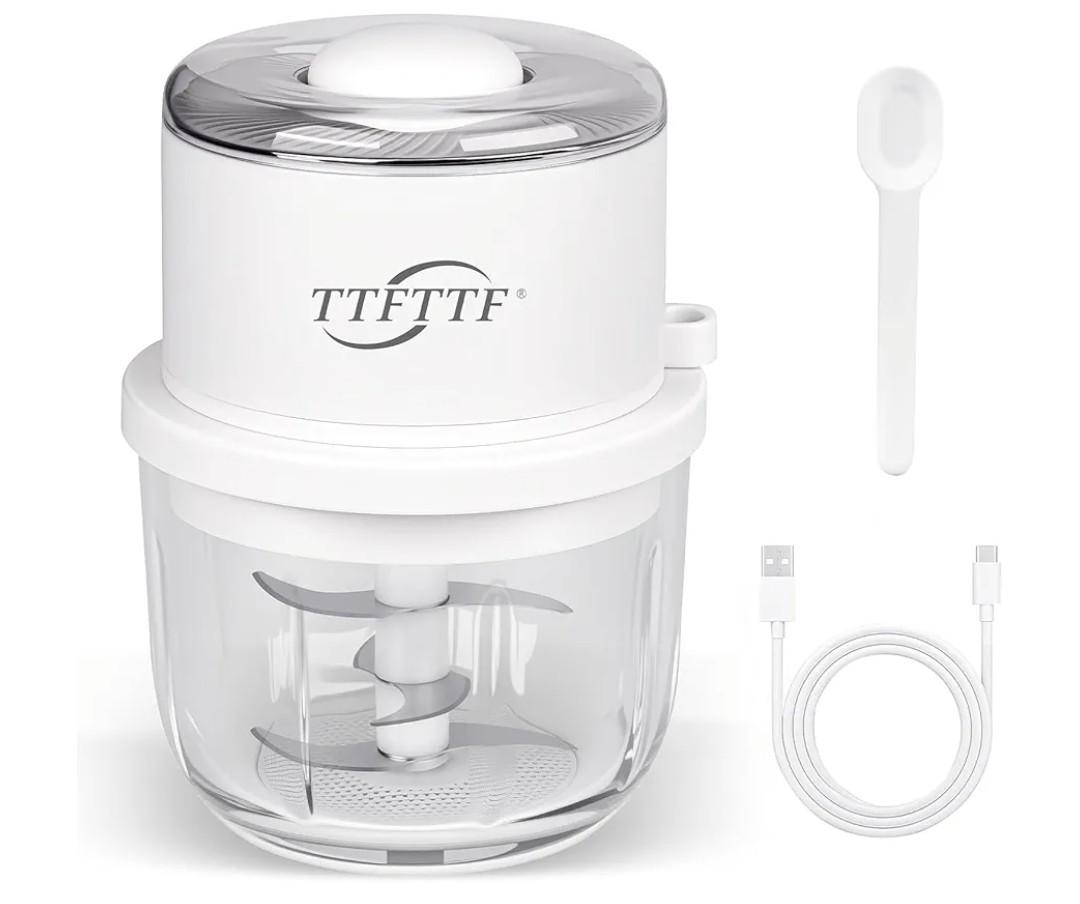 TTFTTF Electric Garlic Chopper, 350ML Glass Bowl Mini Food Processor, Portable Veggie Chopper Onion Garlic Grinder, Wireless Blender for Ginger, Chili, Fruit, Meat, etc