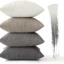 MIULEE Timeless Neutral Pillow Covers 20x20 Inch Set of 4 Mid Century Modern Grey Throw Pillows Rustic Corduroy Couch Pillowcases Nordic Home Decor for Sofa Living Room Bed