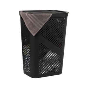 Mind Reader Perforated Plastic Hamper with Lid 60 Liter/16 Gallon, Lightweight Hamper Pack Of 2