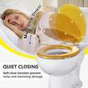 Angol Shiold Glitter Toilet Seat Molded Wood Round Toilet Seat with Quietly Close and Quick Release Hinges, Easy to Install also Easy to Clean (Round 16.5'', Gold)