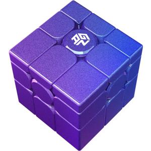 GAN MirrorM UV-Coated, 3x3x3 Magnetic 48 Magnets Glitter Sparkle Mirror Speed Cube Puzzle Game Magnets Toys for Kids Adult Cuber, Corner Cutting, Solve by Shape, Purple