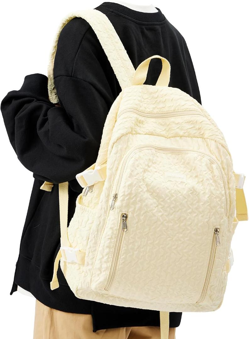 Weradar Lightweight Middle School Bag For Teens Girls,Kawaii Backpack For College Students,Aesthetic Bookbag,Cute School Backpack For Women Casual Daypack(Yellow)