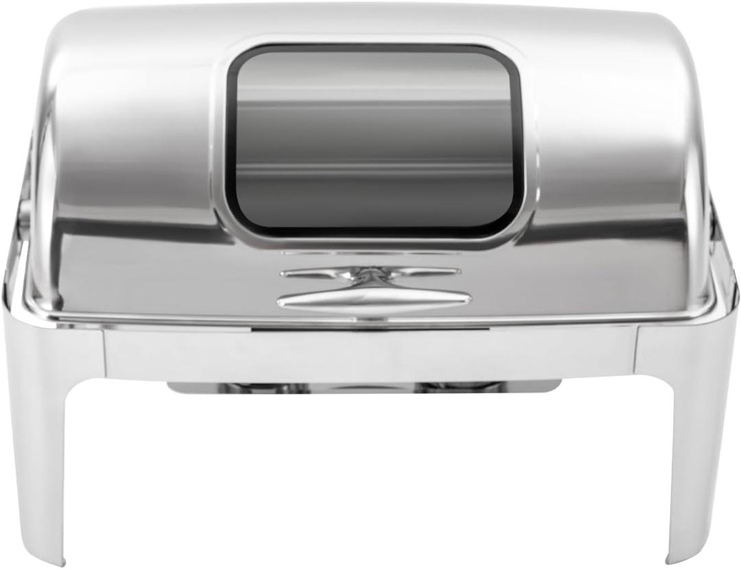 9L/9.5QT Roll Top Chafing Dish Buffet Set Stainless Steel Rectangular Buffet Set Chafing Server Set with Foodr Pan for Wedding,Parties,Banquet,25.2*18.11*17.32in,Silver (1 Grids With Visual Window) 9L/9.5QT Roll Top Chafing Dish Buffet Set Stainless Steel Rectangular Buffet Set Chafing Server Set with Foodr Pan for Wedding,Parties,Banquet,25.2*18.11*17.32in,Silver (1 Grids With Visual Window)