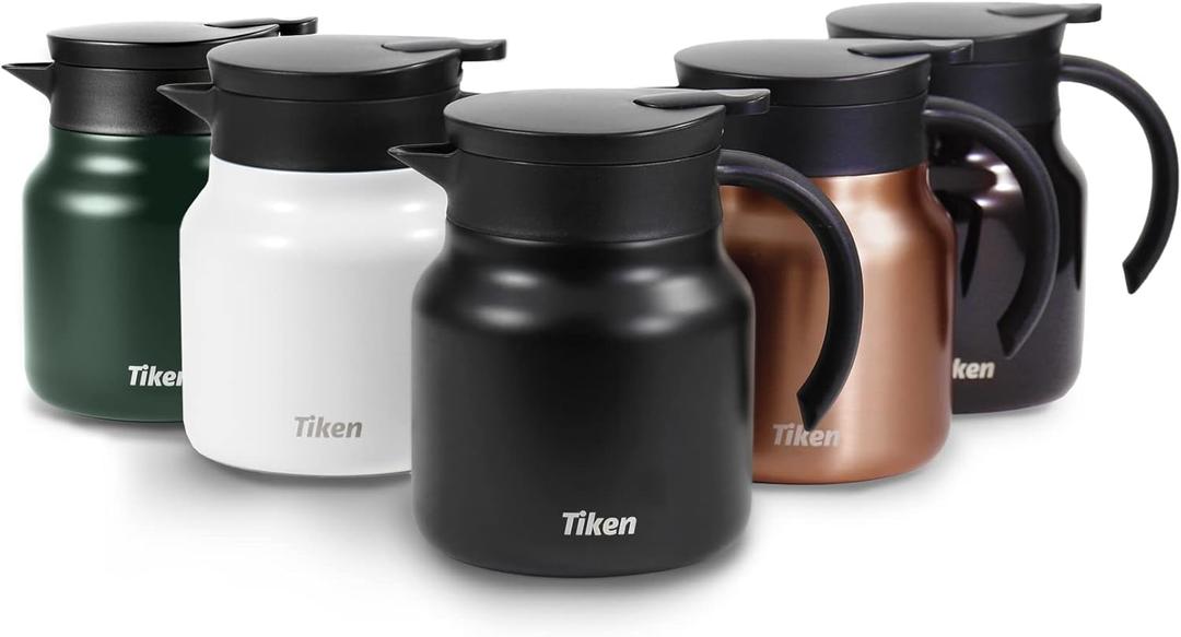 Tiken Coffee Server, 800ML (27 Oz) Thermal Coffee Carafe, Stainless Steel Insulated Vacuum Coffee Carafes For Keeping Hot - Matte Black