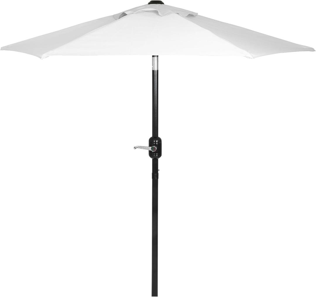 6 Ft Outdoor Patio Umbrella, Easy Open/Close Crank and Push Button Tilt Adjustment, Market Umbrellas (6 Foot, White)