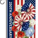 6 x 250th Anniversary Garden Flag Red White Blue Flower Daisy Garden Flags for Outside 12 x 18 Inch Double Sided Design Burlap Yard Flag 250 Anniversary Patriotic Banner 4th of July Independence Day Decor, Mix