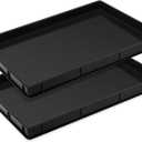 Baderke 1 Pc 24 x 15.5 Inches Oil Drain Pan for Changing Leak Proof Mini Fridge Drip Tray Plastic Oil Change Pan for Mini Fridges Air Conditioners Machinery Under Car (Black,1.89 Inch)