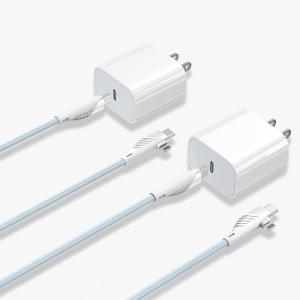 USB C Charger, 20W PD Type C Fast Wall Charger Block with 2 in 1 Multi Charging Cable(3.3/6.6ft), for iPhone 15 Plus/14/13/12/11 Pro Max, iPad, Samsung Galaxy S22 Ultra/S21/S20 - White