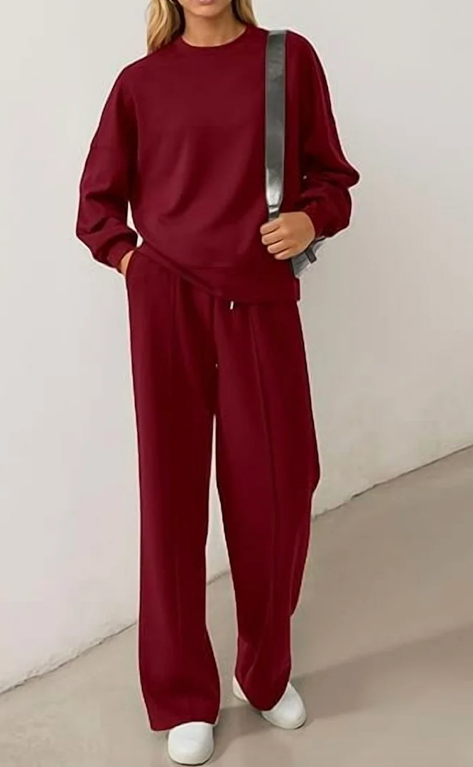 PRETTYGARDEN 2 Piece Sets For Women Fall Trendy Long Sleeve Sweatshirt Wide Leg Pants Loungewear Set Matching Sweatsuit XL