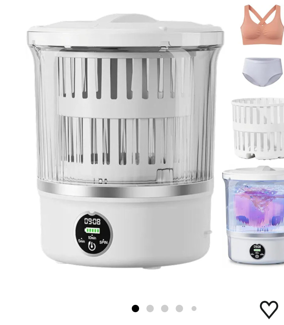 3L Portable Mini Washing Machine, Compact Mini Washer Machine with 6000mAh, Portable Washer for Delicates & Socks, Travel RV Apartment Dorm Hotel Use (White)
