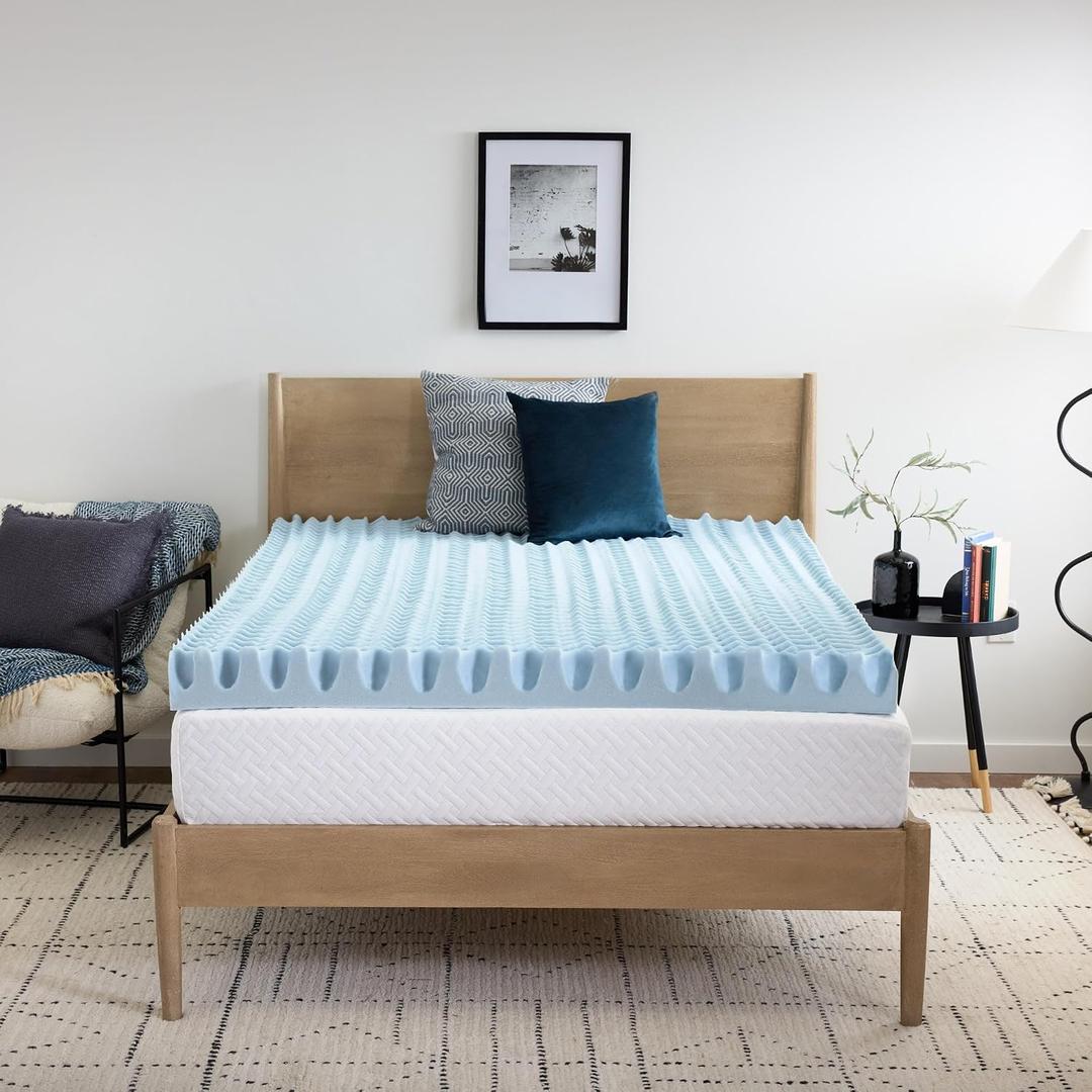 Vibe 4-Inch Convoluted Gel Memory Foam Mattress Topper - California King - Cooling Pressure Relief - Certi-PUR Certified