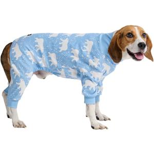Spark Paws Dog Pajama, Dog Recovery Suit Male, Onesie, Ultra-Soft and 4-Way Stretch - Snowy Polar Bear -2XL: 35-55lbs