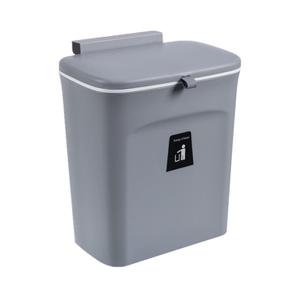 TOPROAD Kitchen Hanging Trash Can, 2.4 Gallon Wall Mounted Counter Waste Compost Bin, Small Garbage Can with Lid for Cupboard/Bathroom/Bedroom/Office/Camping/Under Sink(Grey) (LJT-MA1)