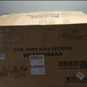 Generic Modern 2-Piece Chair with  Rope Patio Furniture Set, Outdoor Furniture with Acacia Wood Cool Bar Table with Ice Bucket, Deep Seat Patio Conversation Set with Two Stools for Backyard Porch Balcony (Black & Beige)