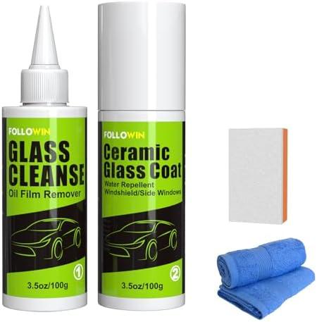 FOLLOWIN Glass Restore Care Kit Polishing Agent&Ceramic Sealant,Car Window Cleaner,Glass Polish,Streak Free Glass Cleaner,Rain Repelling Coating-Improved Visibility Glass Coating