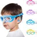 Vvinca Kids Swim Goggles for Kids 3-12, Upgraded Design with Ear & Nose Plug, Wide View Anit-Fog No Leak Water Pool Goggle (Blue)