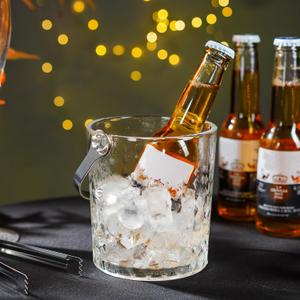 Clear Glass Ice Bucket with Handle and Ice Tong Ice Bucket for Cocktail Bar Accessories Clear Champagne Bucket for Parties30.4OZ