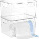 2pcs Trash Bag Holder Dispenser - Acrylic Trash Bag Dispenser Roll Holder, Garbage Bag Dispenser Under Sink with Lid for Kitchen Sinks, Cabinets