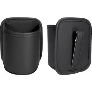 Leather Car Cup Holder Organizer (2-Pack) | Anti-Sag Clip On Drink Cupholder for Back Seat, Car Side Door, Headrest | Premium Extra Automotive Cup Holders for Water Bottles, Tumblers & Coffee Mugs