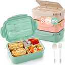 Mfacoy 3 Pack Bento Boxes for Adults/Kids, 1100 ML Bento Lunch Box With Spoon & Fork, Lunch Box Containers, Bento Box for Dining Out, Work, Picnic, BPA-Free, Microwave & Dishwasher Safe