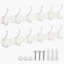Dntorx Coat Rack Wall Mount, 2 Pack Coat Hooks Hanger Wall Double Hook Rack Rail Towel Hat Rack Entryway Bathroom Hanger Organizer for Robes, Clothes, Bags, Hat(White)
