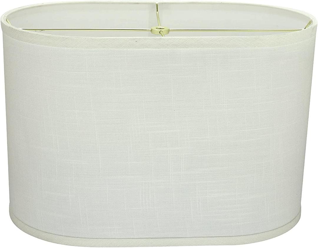 Aspen Creative 37051A Transitional Oval Hardback Shaped Spider Construction Lamp Shade in Off-White Linen Fabric, 16 1/2" wide (9 1/2" + 16 1/2") x (9 1/2" +x 16 1/2") x 11"