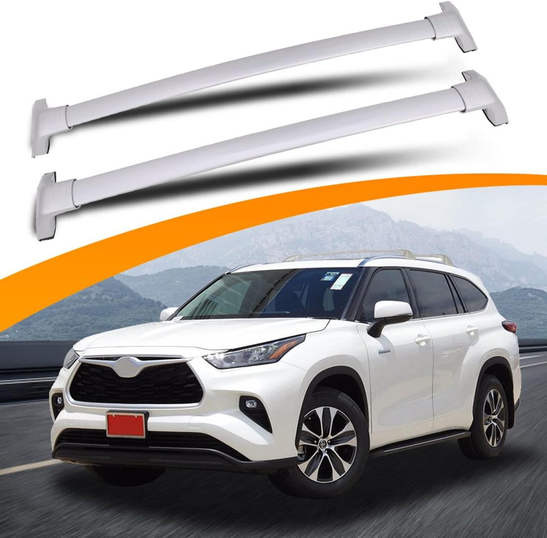 Silver Cross Bars Roof Racks Fit for 2020-2026 Toyota Highlander XLE XSE Limited Platinum (Models with Side Rails)