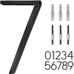 6" Stainless Steel Floating House Number 7, Metal Modern House Numbers, Mailbox Decor Number with Nail Kit, Coated Black, 911 Visibility Signage (Large 7)