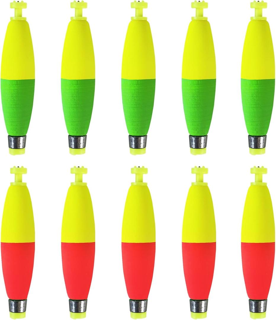 Weighted Bobbers for Fishing Floats EVA Foam Snap-on Fishing Bobbers for Crappie Bluegill Panfish Trout Catfish Bass 10 Packs, 2 inch