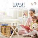 Macrame Magazine Rack - Boho Home Decor Storage Holder - Standing Basket, Standard Large Size, 14.17"×10.2"×10.2 (Latte Tassels)