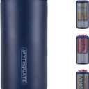 3 in 1 Slim Can Cooler for 12 OZ Skinny Can, Regular Can & Beer Bottle - Keep Cold for 6 Hours - Double Walled Insulated Stainless Steel Vacuum Beverage Can Insulator (Navy Blue)