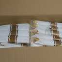 Hioasis 350pcs Ivory Gold Plastic Plates - Gold Plastic Dinnerware Set Includes 50 Dinner Plates, 50 Dessert Dinnerware, 50 Cups, 50 Napkins Perfect for Wedding & Party