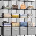 HOMIDEC Closet Organizers and Storage, 16 Cube Storage Organizer, Portable Closet Organizer Cubes Shelves for Clothes, Bedroom, Wardrobe, Kids Room, Bathroom, Grey (X-Large)